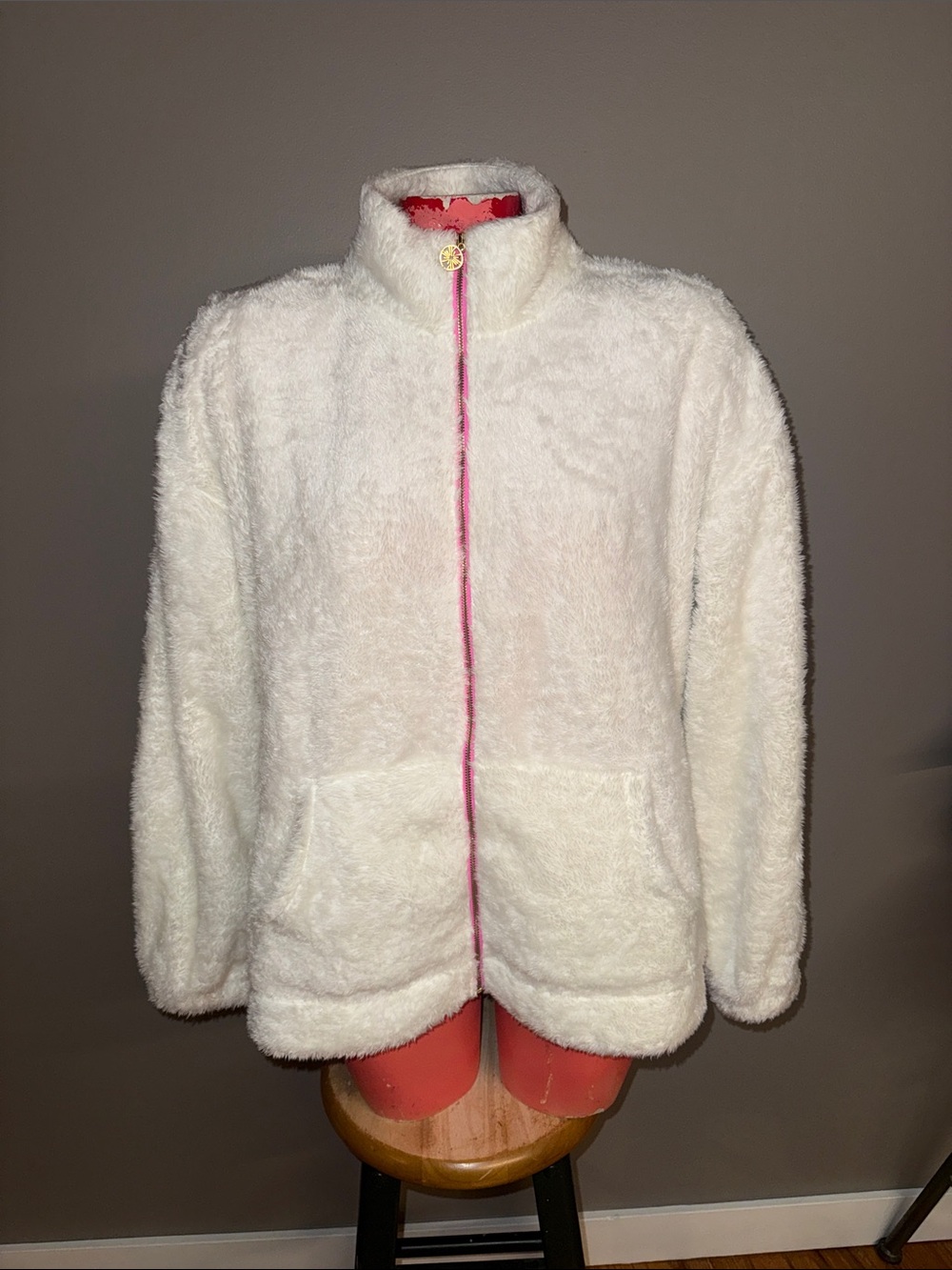 Lilly Pulitzer fuzzy zip up sweater jacket